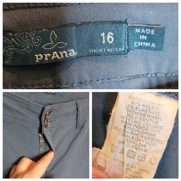 Prana Halle Roll Up Convertible blue straight active pants outdoor hiking sz 16 - Picture 2 of 16
